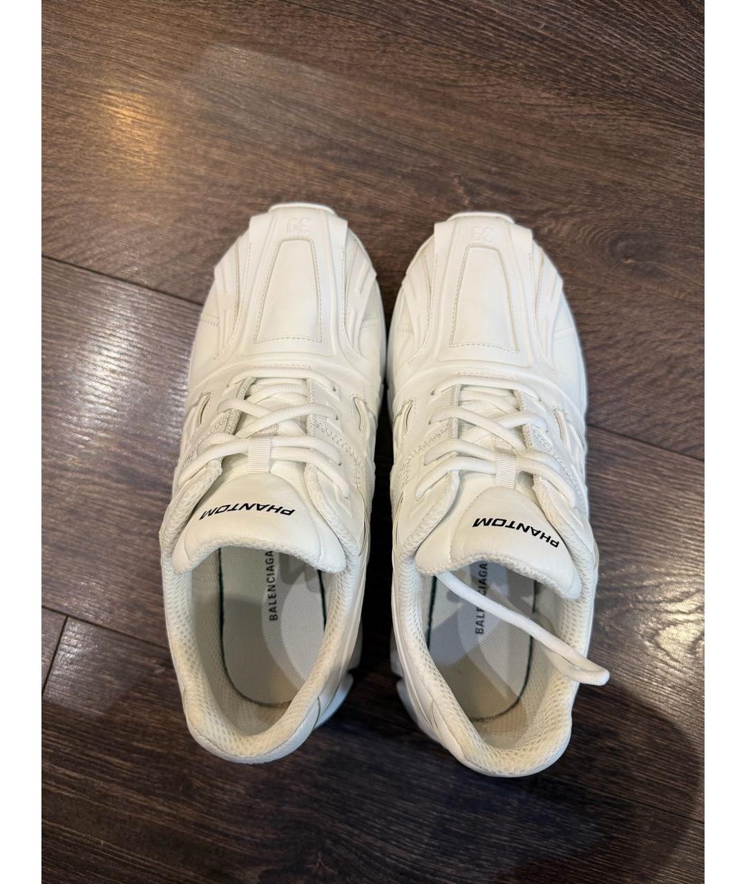 BALENCIAGA Белые кожаные низкие кроссовки / кеды, фото 4