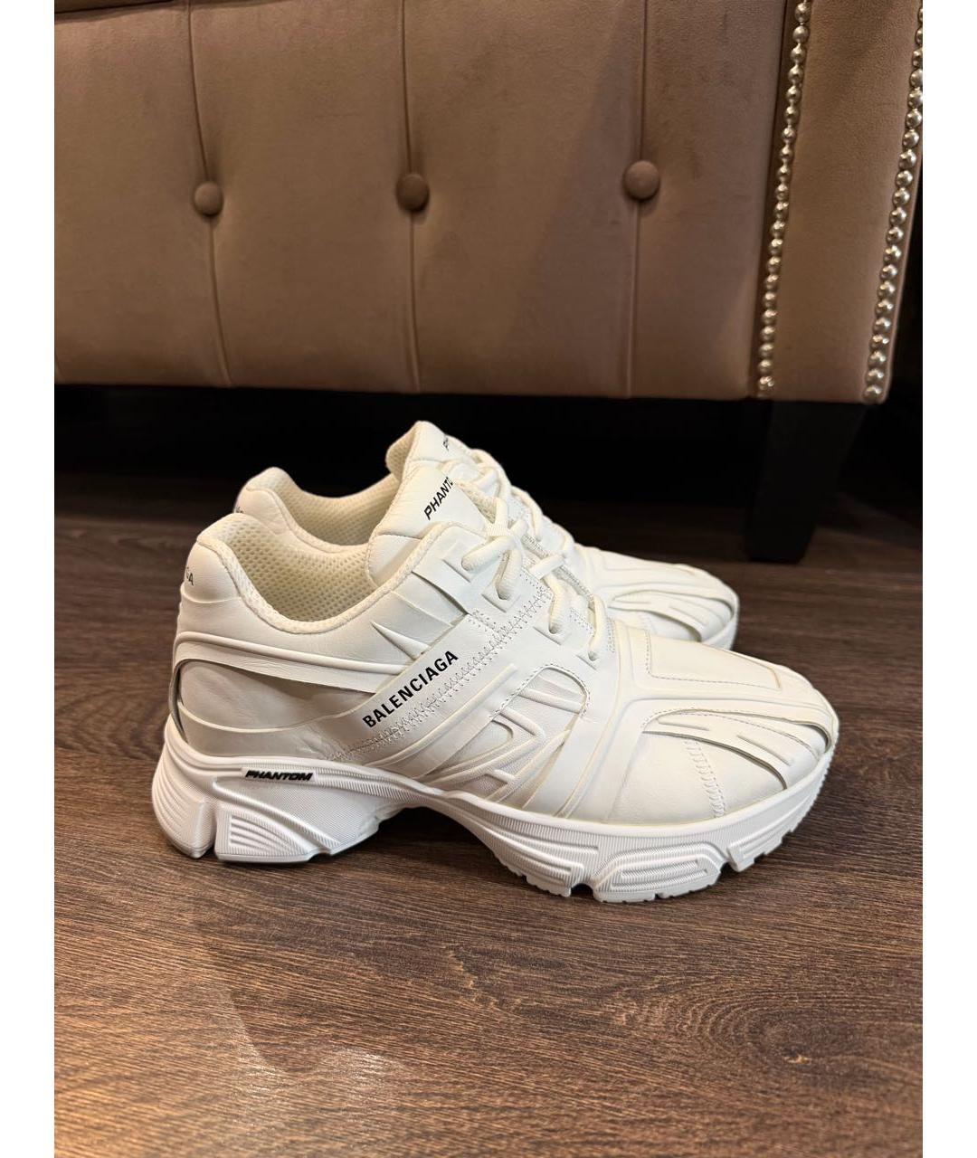 BALENCIAGA Белые кожаные низкие кроссовки / кеды, фото 6