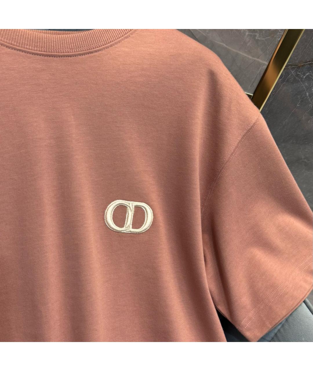 CHRISTIAN DIOR Розовая хлопковая футболка, фото 2