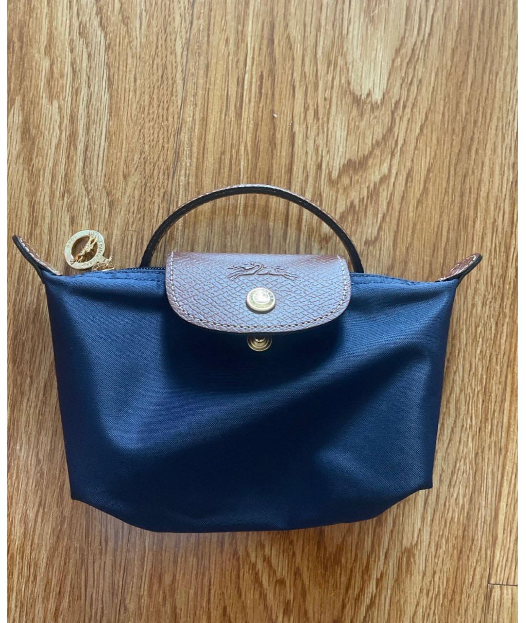 LONGCHAMP Темно-синяя тканевая сумка с короткими ручками, фото 5