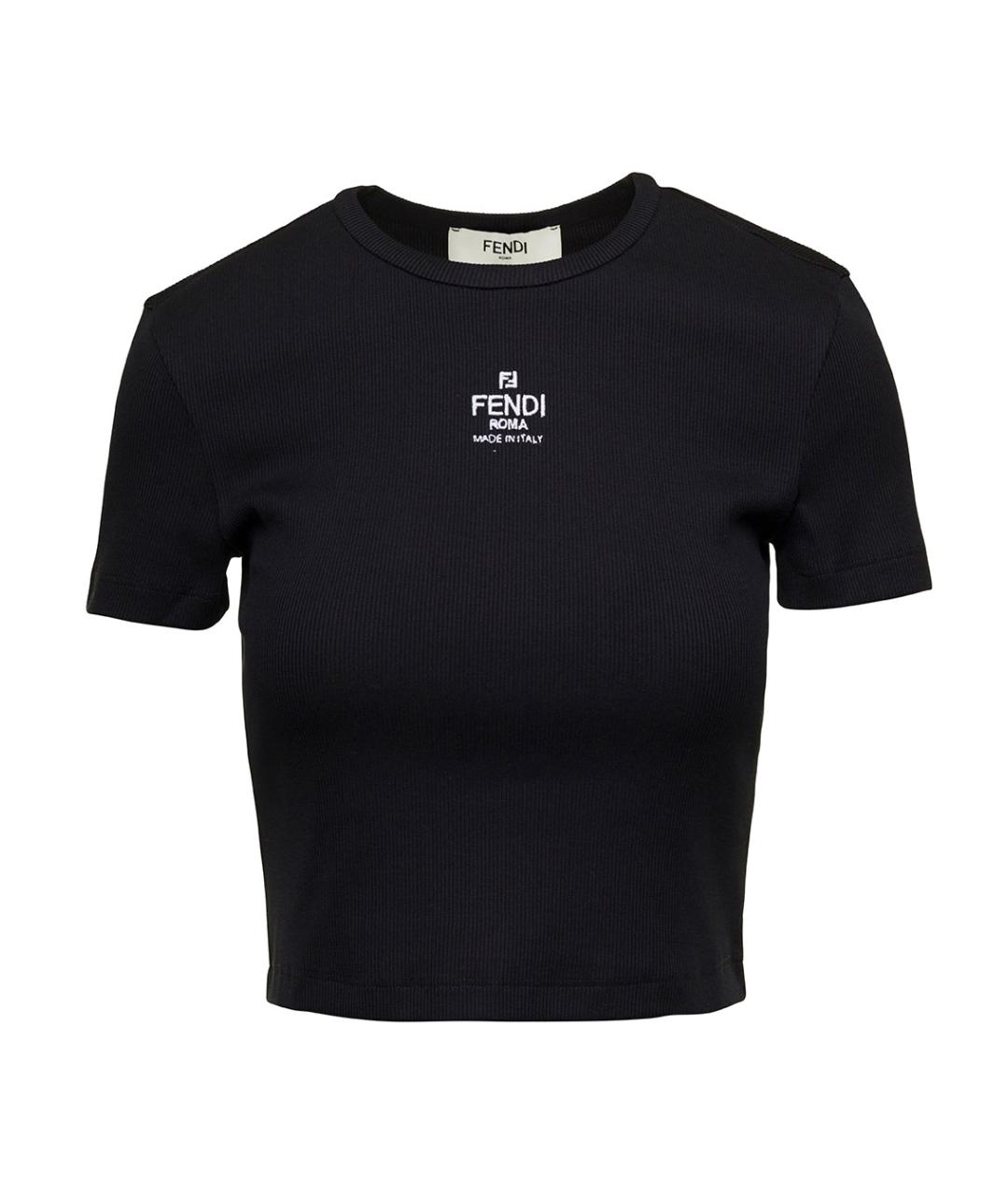 FENDI Черная хлопковая футболка, фото 1