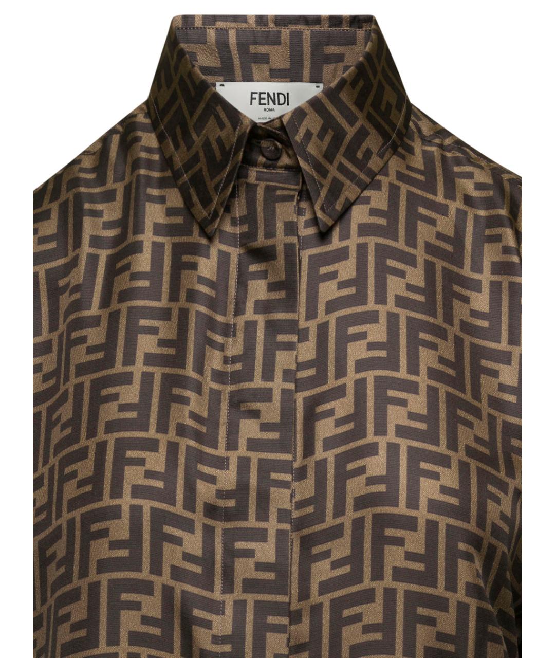 FENDI Коричневая шелковая рубашка, фото 3