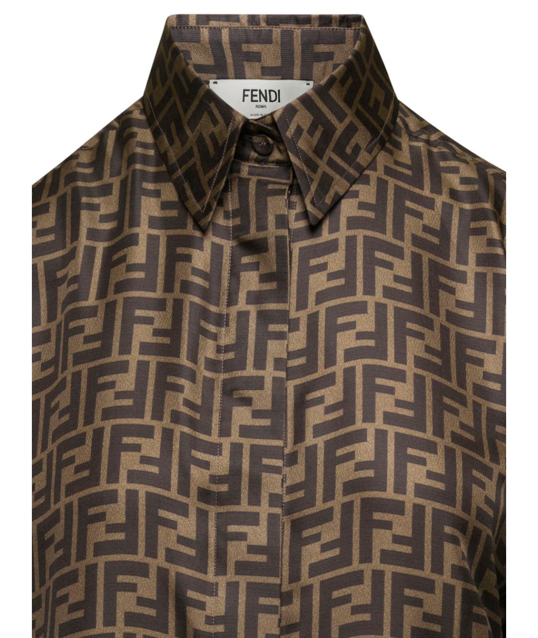 FENDI Коричневая шелковая рубашка, фото 6