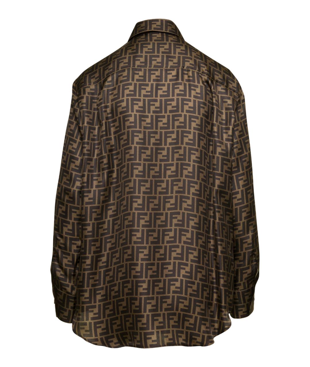 FENDI Коричневая шелковая рубашка, фото 5