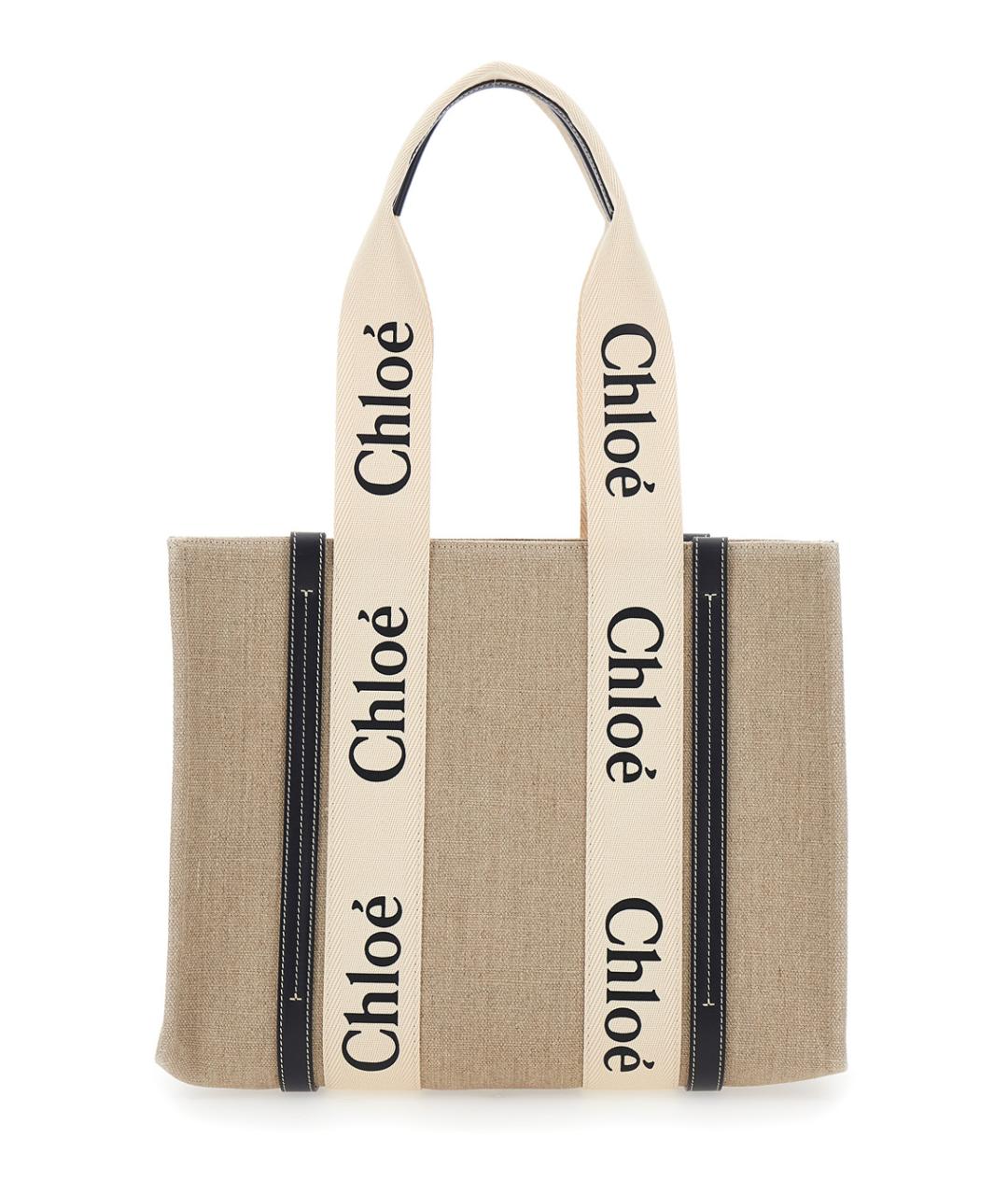 CHLOE Бежевая льняная сумка тоут, фото 1