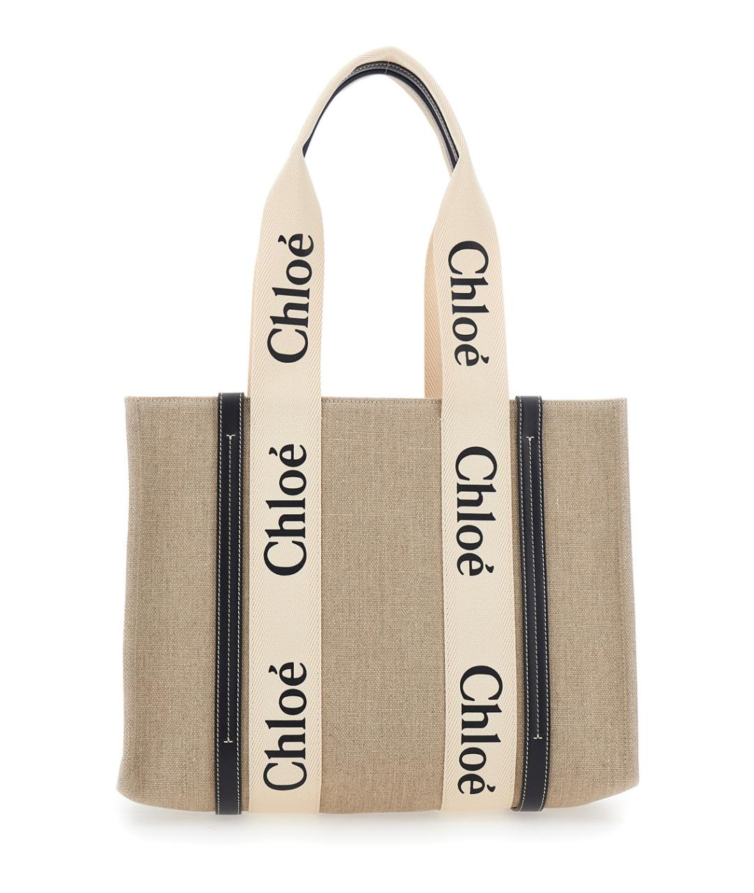 CHLOE Бежевая льняная сумка тоут, фото 2