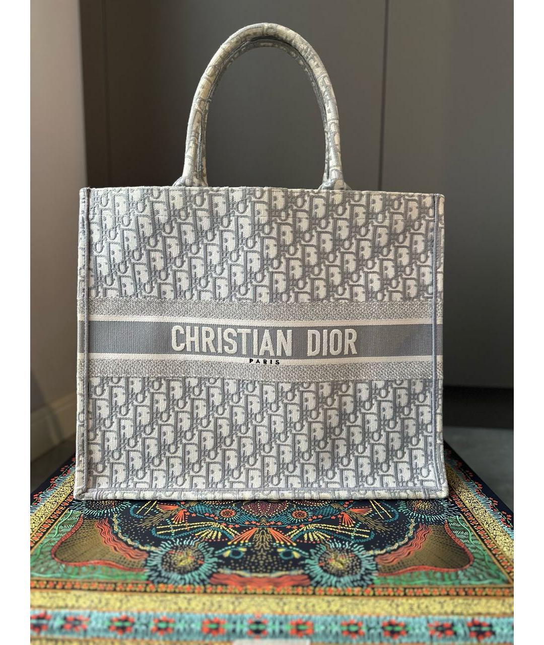 CHRISTIAN DIOR Серая жаккардовая сумка с короткими ручками, фото 9
