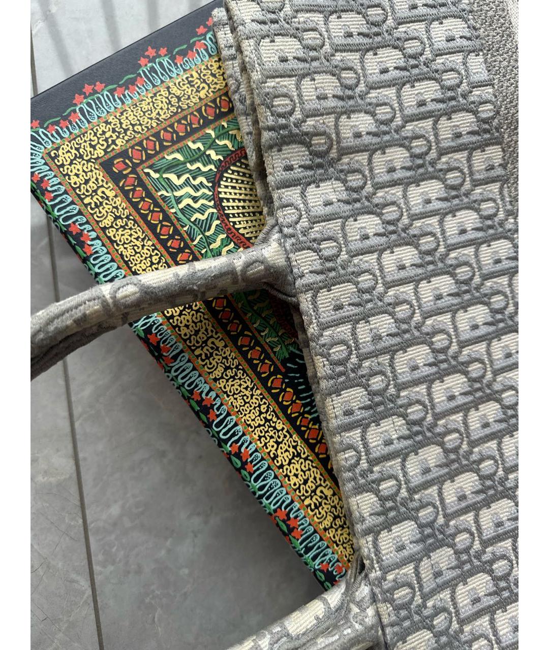 CHRISTIAN DIOR Серая жаккардовая сумка с короткими ручками, фото 5