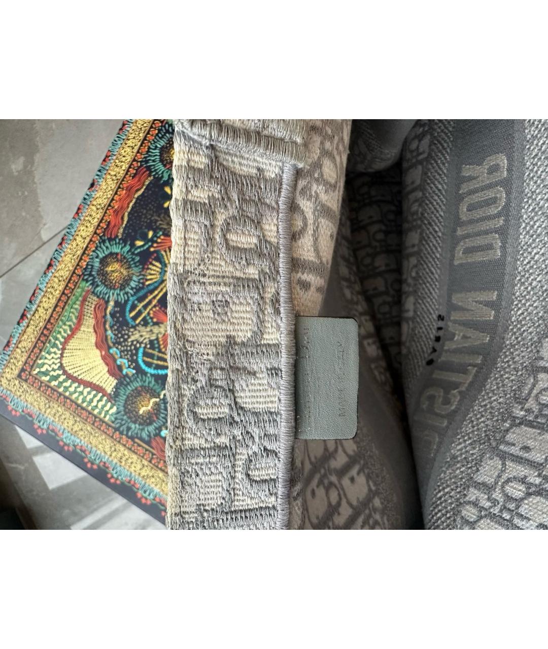 CHRISTIAN DIOR Серая жаккардовая сумка с короткими ручками, фото 8