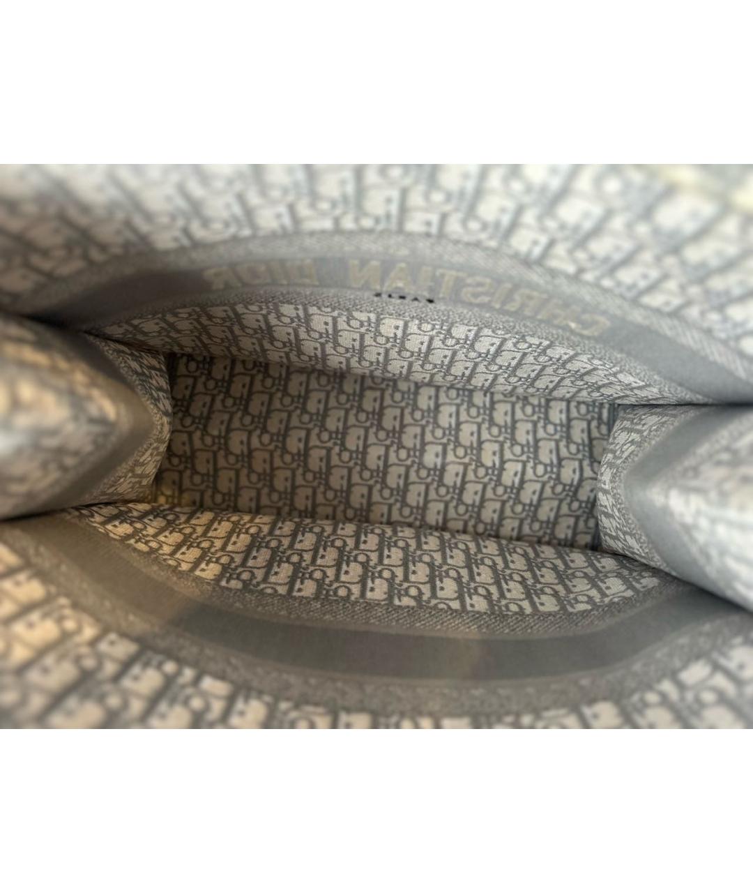 CHRISTIAN DIOR Серая жаккардовая сумка с короткими ручками, фото 7