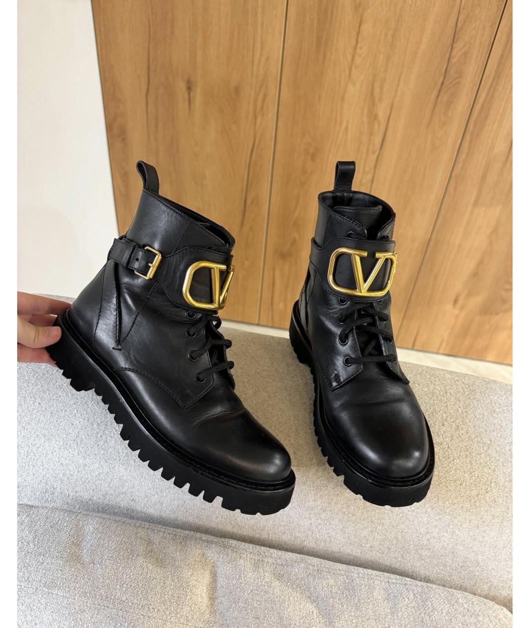 VALENTINO Черные кожаные ботинки, фото 2