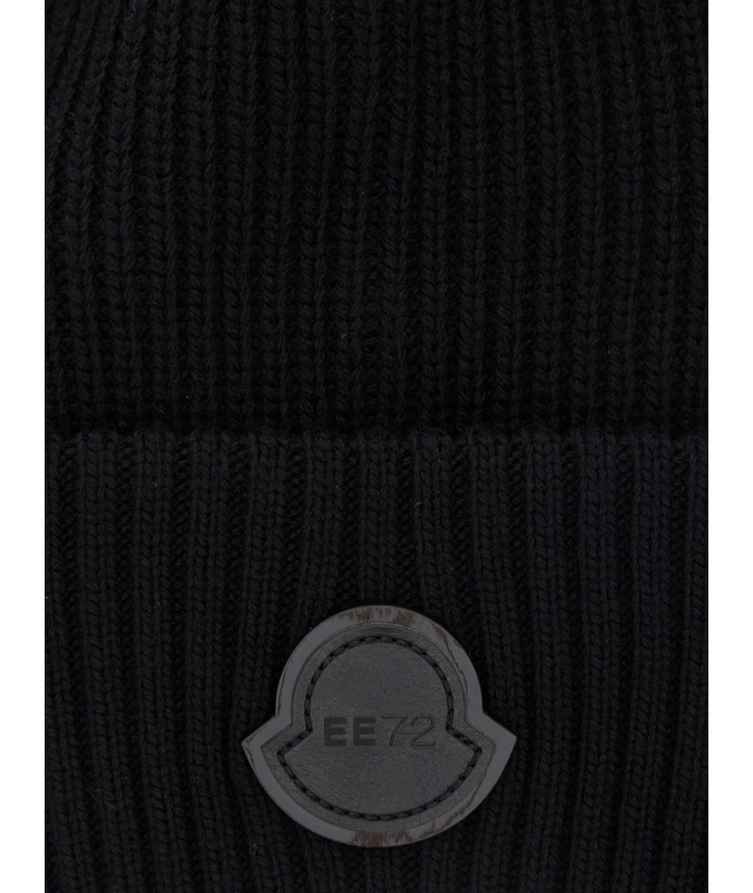 MONCLER Черная шерстяная шапка, фото 2