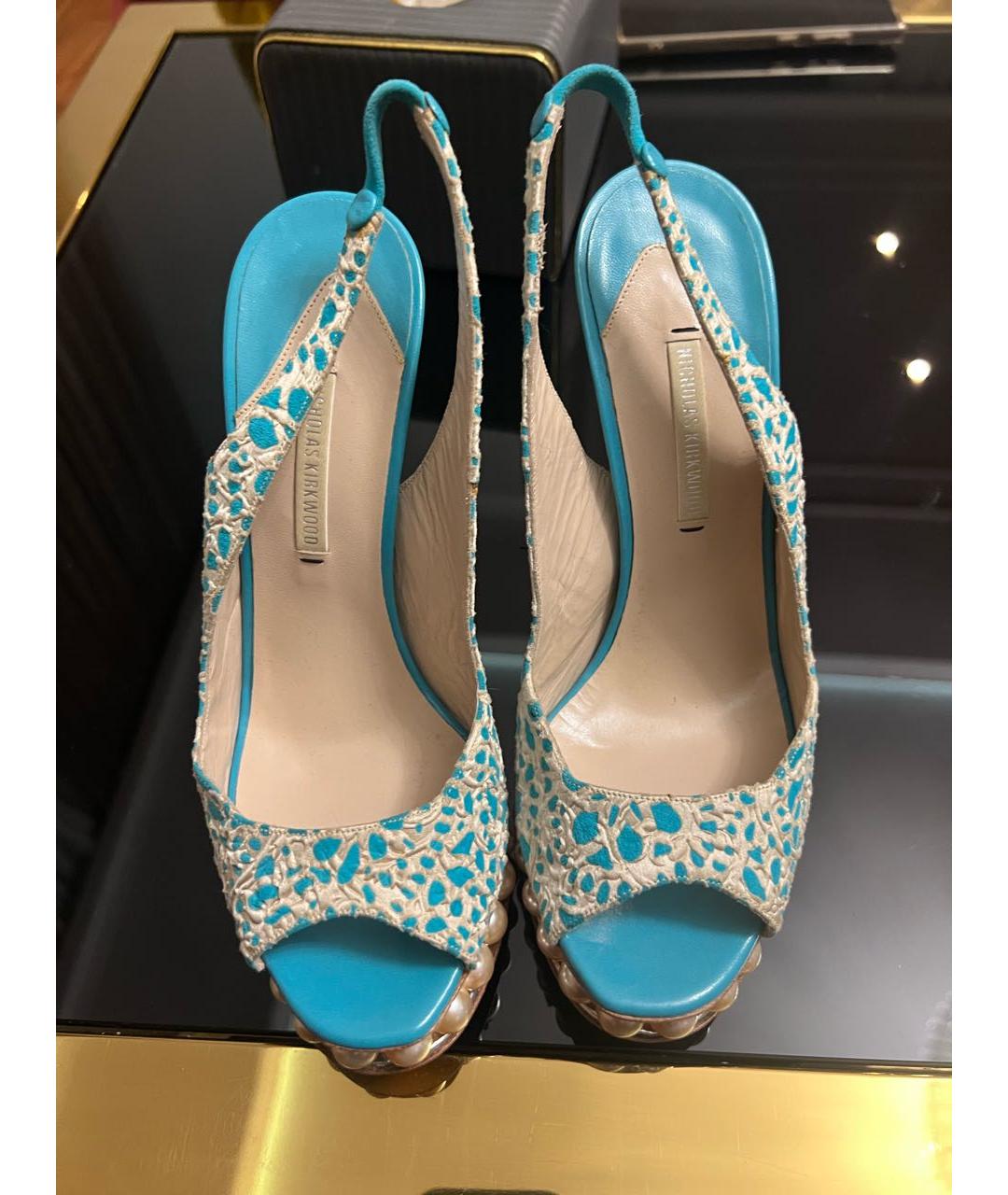 NICHOLAS KIRKWOOD Бирюзовые текстильные босоножки, фото 2