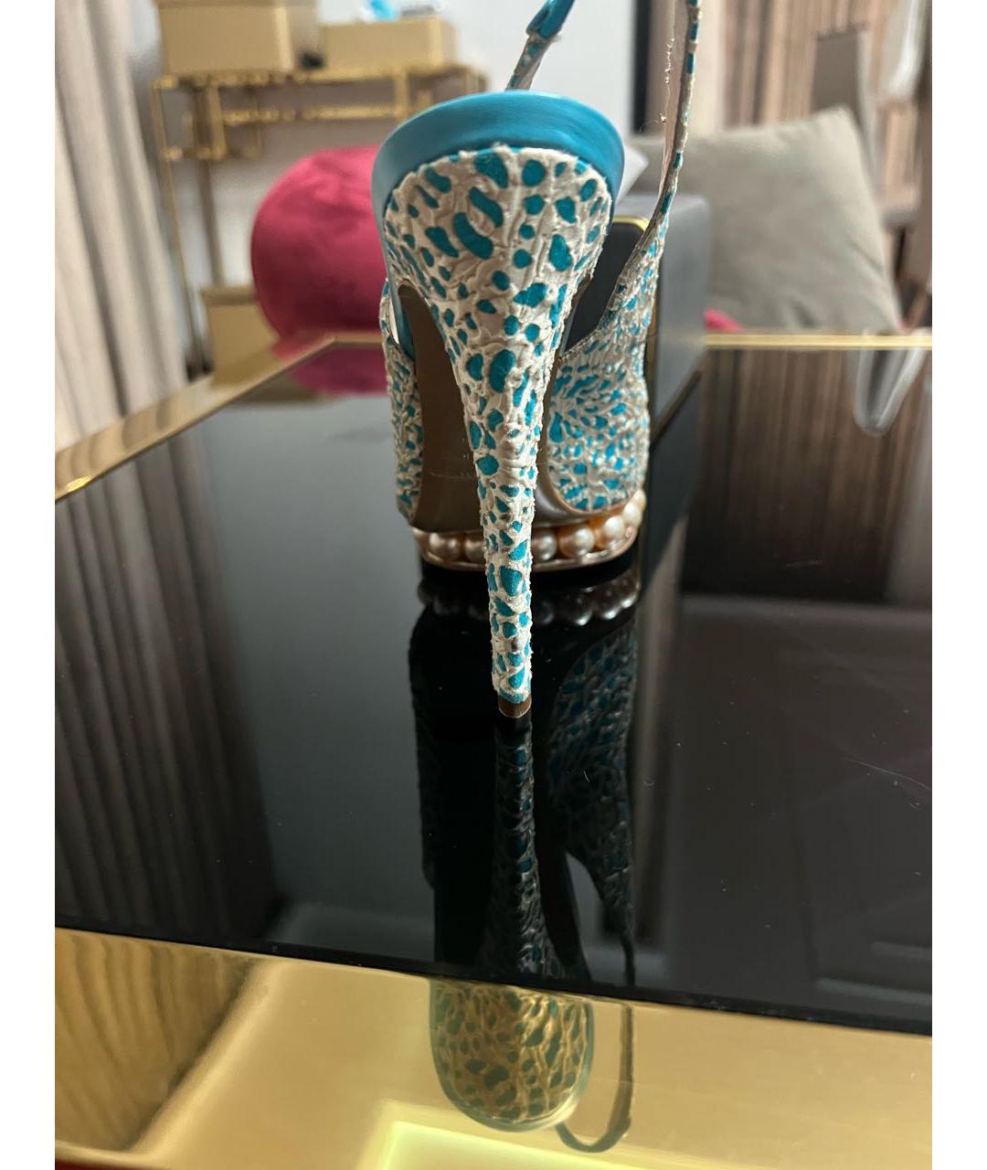 NICHOLAS KIRKWOOD Бирюзовые текстильные босоножки, фото 4