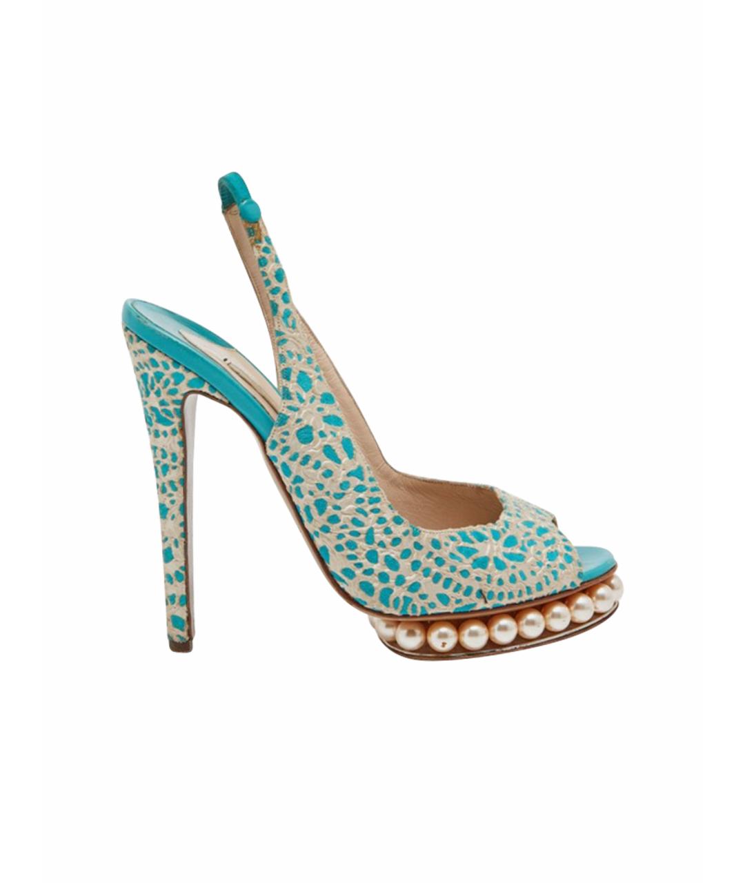 NICHOLAS KIRKWOOD Бирюзовые текстильные босоножки, фото 1