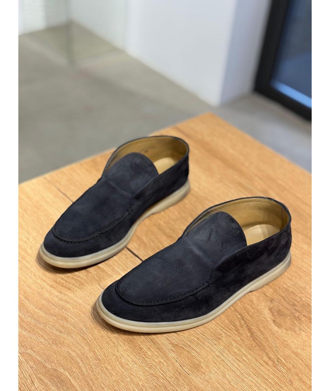 LORO PIANA Темно-синие замшевые лоферы, фото 2