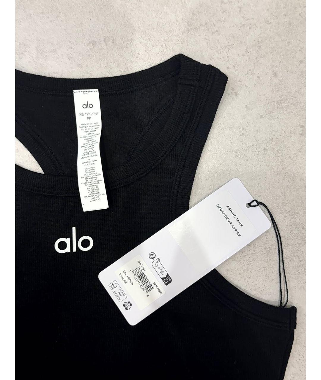 ALO YOGA Черная хлопковая майка, фото 3