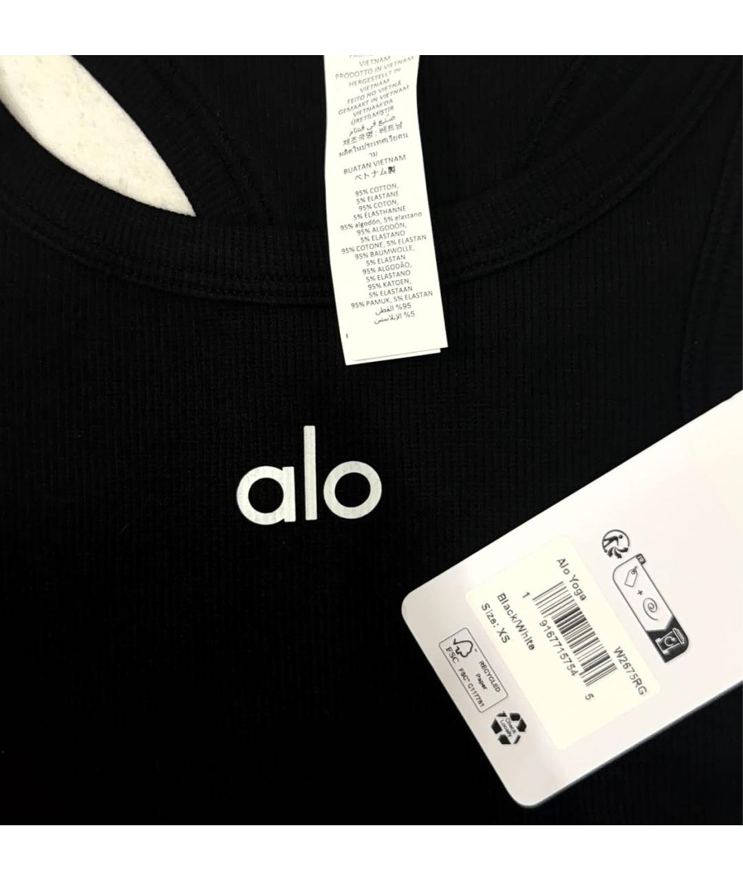 ALO YOGA Черная хлопковая майка, фото 4