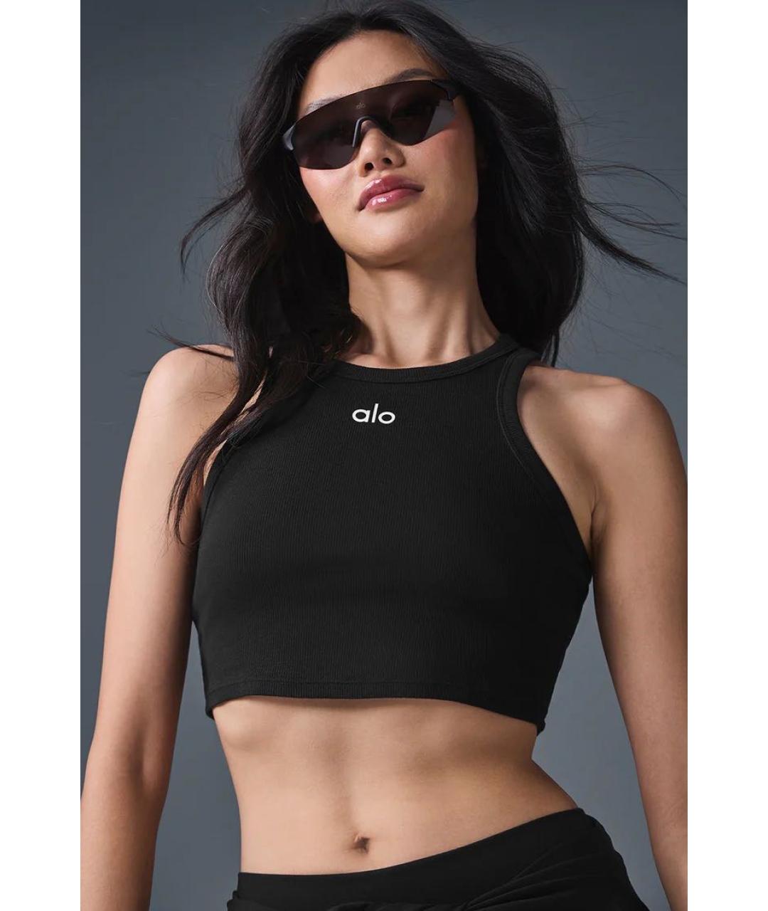 ALO YOGA Черная хлопковая майка, фото 6