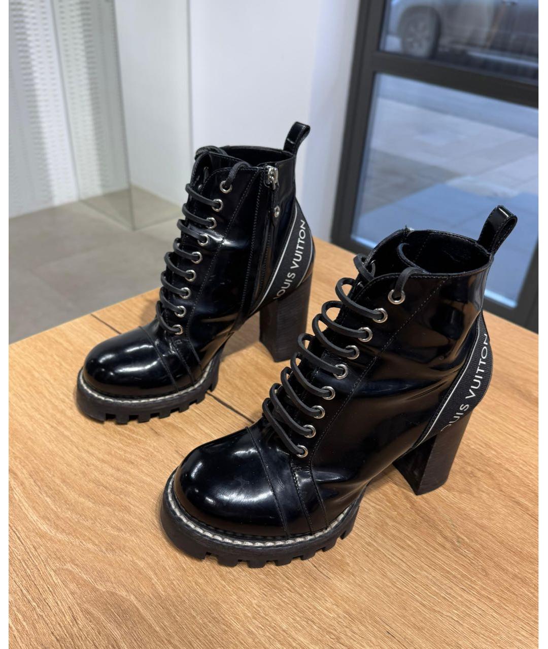 LOUIS VUITTON Черные кожаные ботильоны, фото 3