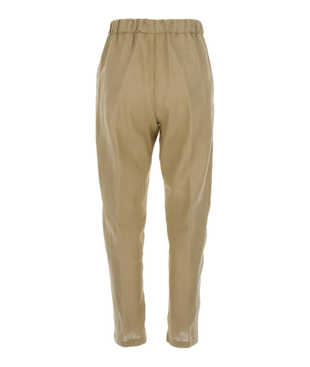 SEMICOUTURE Бежевые льняные прямые брюки, фото 2