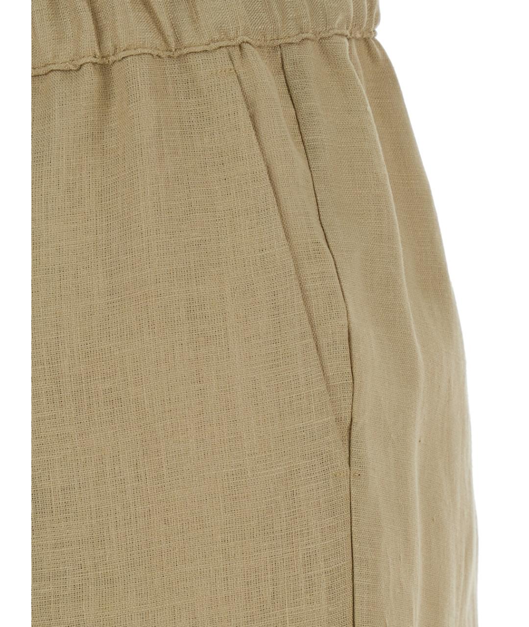 SEMICOUTURE Бежевые льняные прямые брюки, фото 3