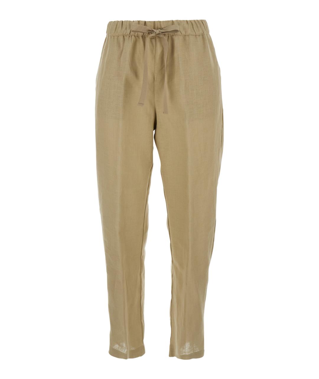 SEMICOUTURE Бежевые льняные прямые брюки, фото 1
