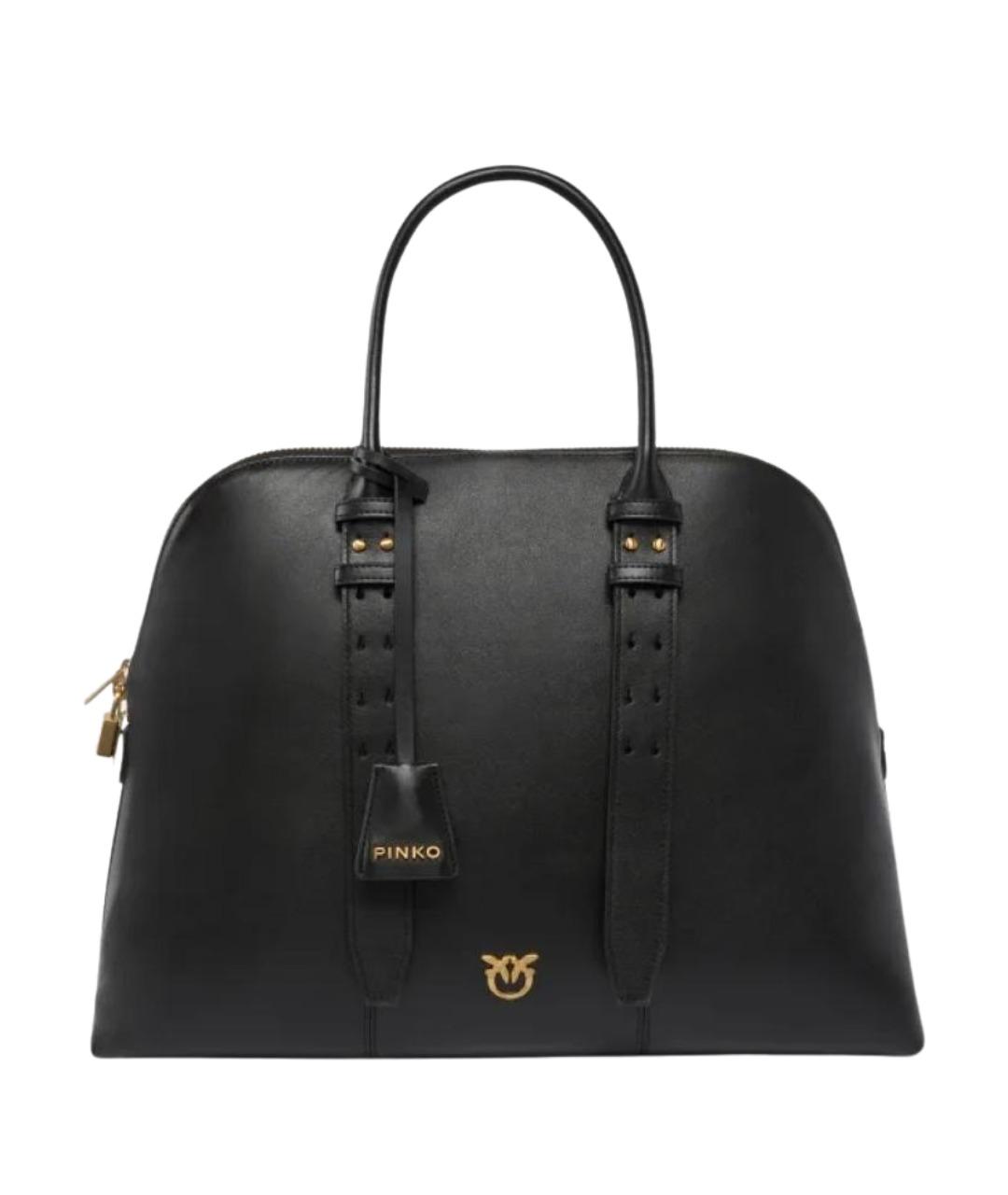 PINKO Черная кожаная сумка с короткими ручками, фото 1