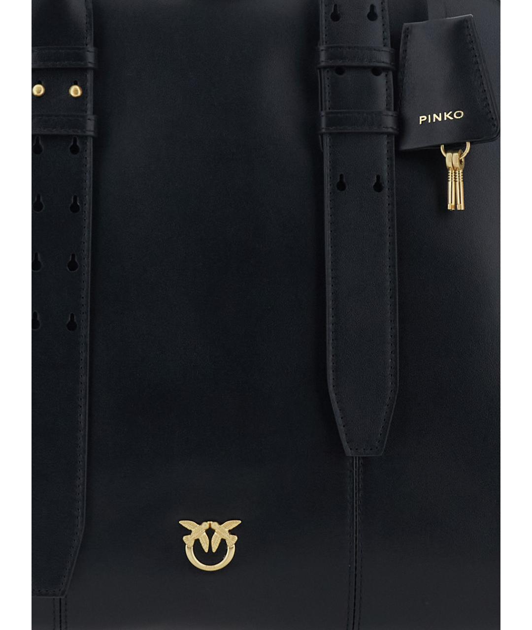 PINKO Черная кожаная сумка с короткими ручками, фото 3