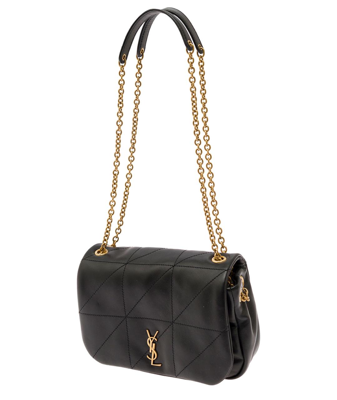 SAINT LAURENT Черная кожаная сумка через плечо, фото 2