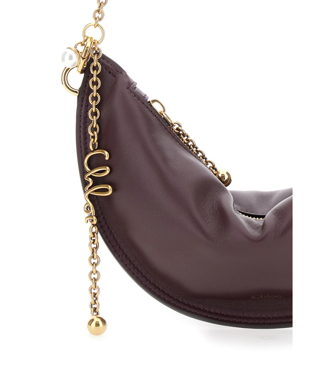 CHLOE Бордовая кожаная сумка через плечо, фото 3