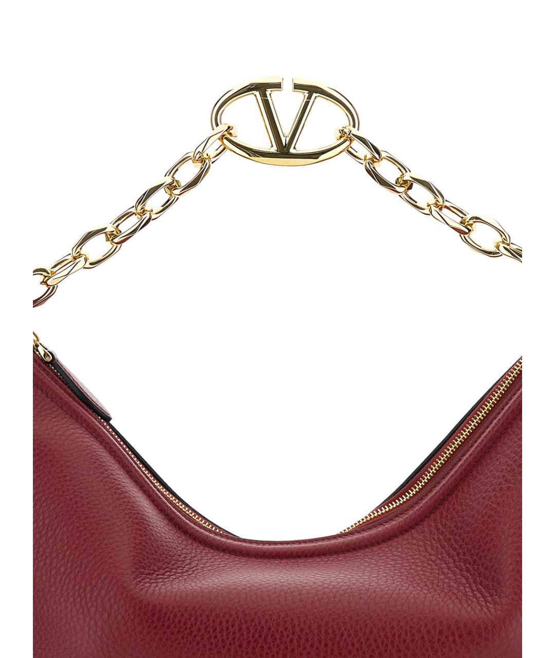 VALENTINO Бордовая кожаная сумка через плечо, фото 3