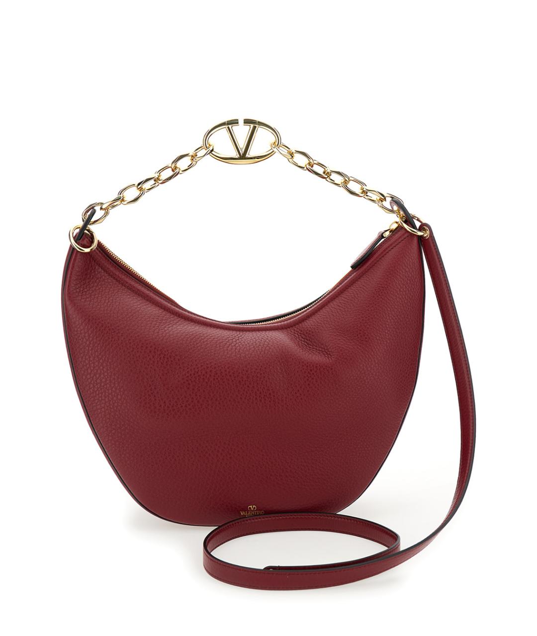 VALENTINO Бордовая кожаная сумка через плечо, фото 2