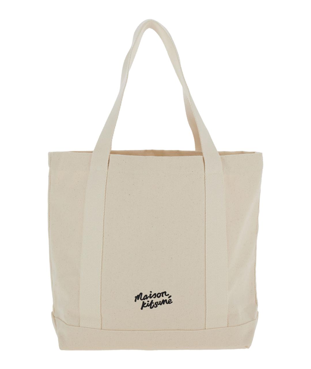 MAISON KITSUNE Белая хлопковая сумка тоут, фото 2