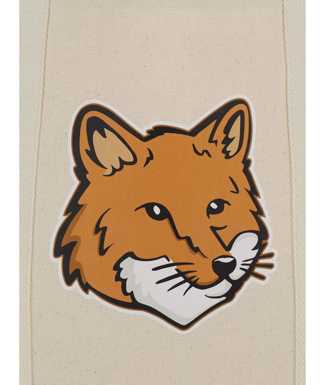 MAISON KITSUNE Белая хлопковая сумка тоут, фото 3