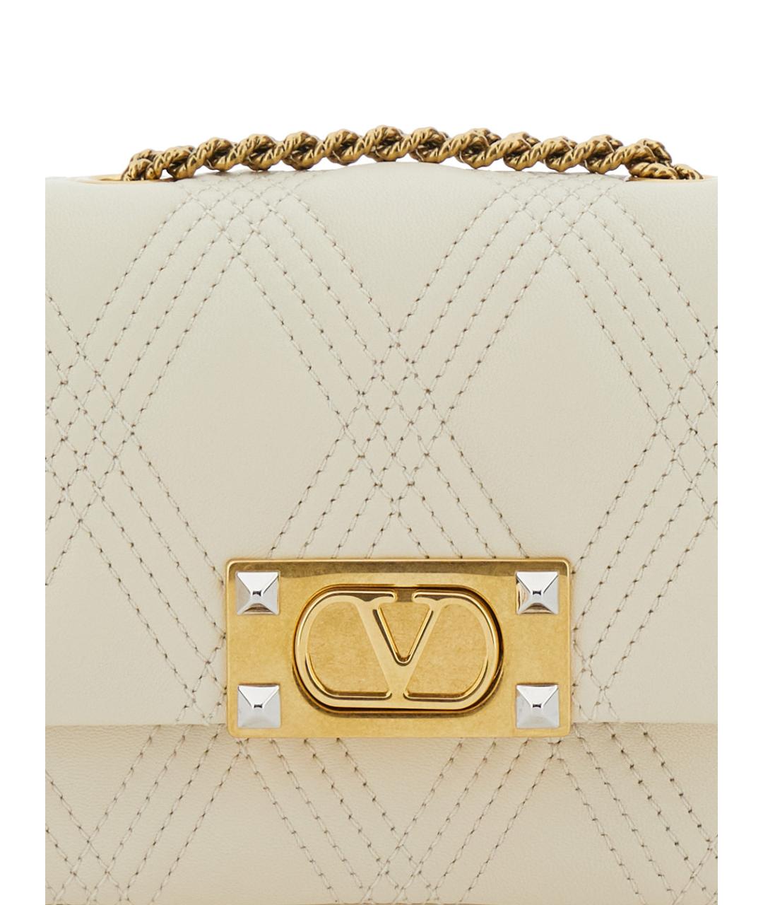VALENTINO Белая кожаная сумка через плечо, фото 3