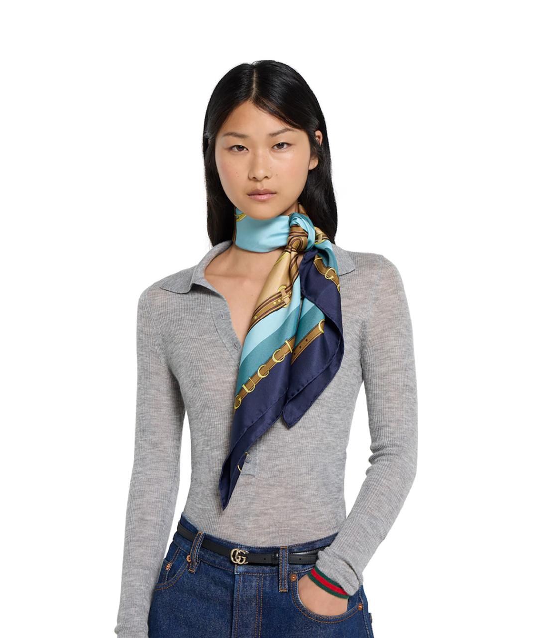 GUCCI Мульти шелковый шарф, фото 3