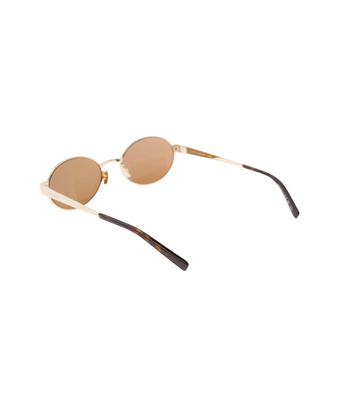 SAINT LAURENT Золотые металлические солнцезащитные очки, фото 3