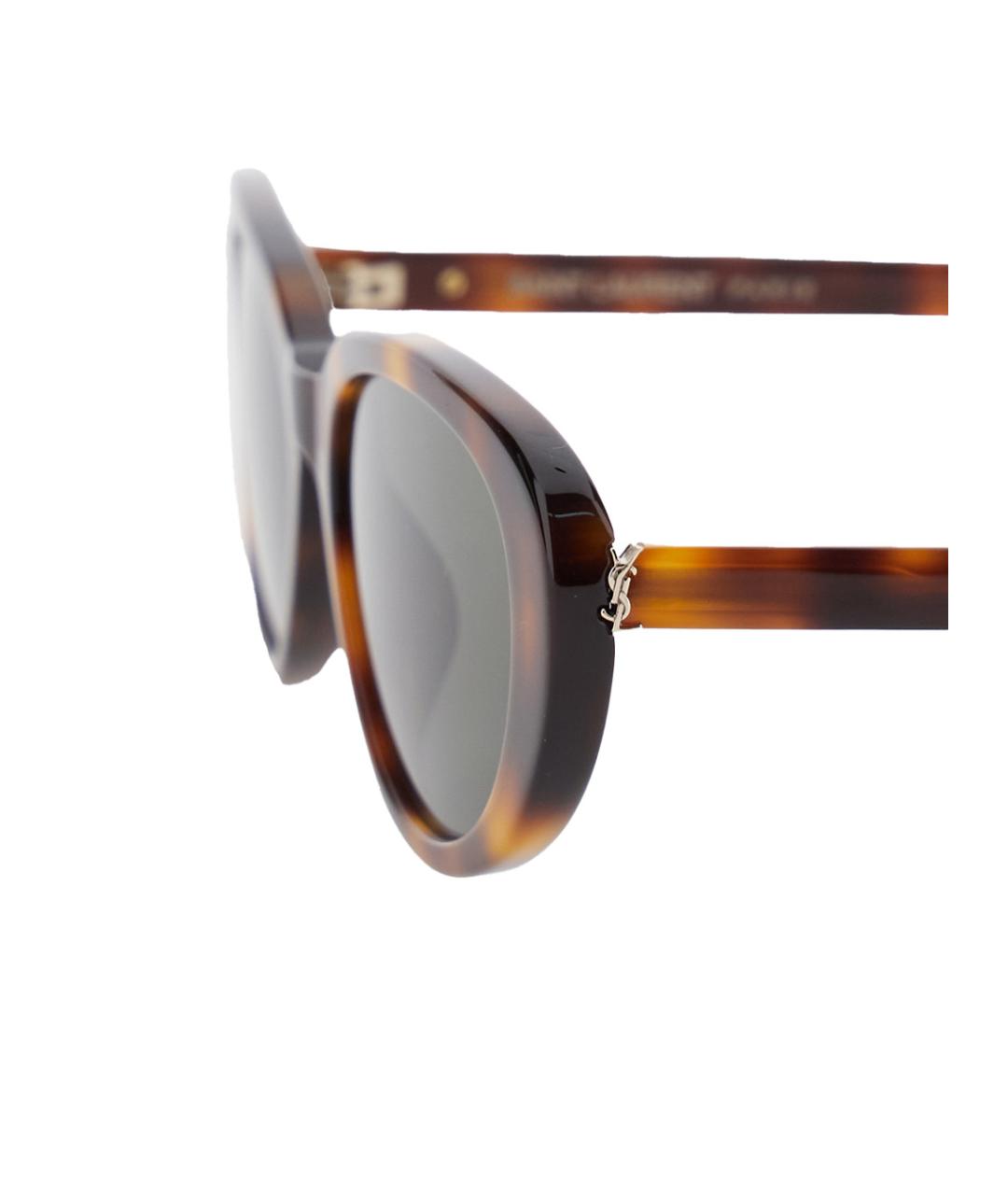 SAINT LAURENT Коричневые пластиковые солнцезащитные очки, фото 3