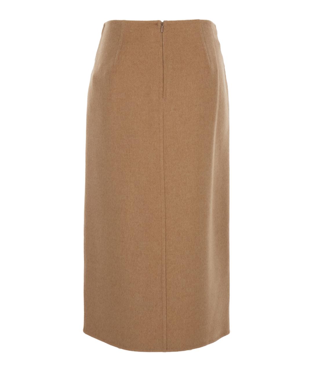 MAX MARA Бежевая шерстяная юбка миди, фото 2