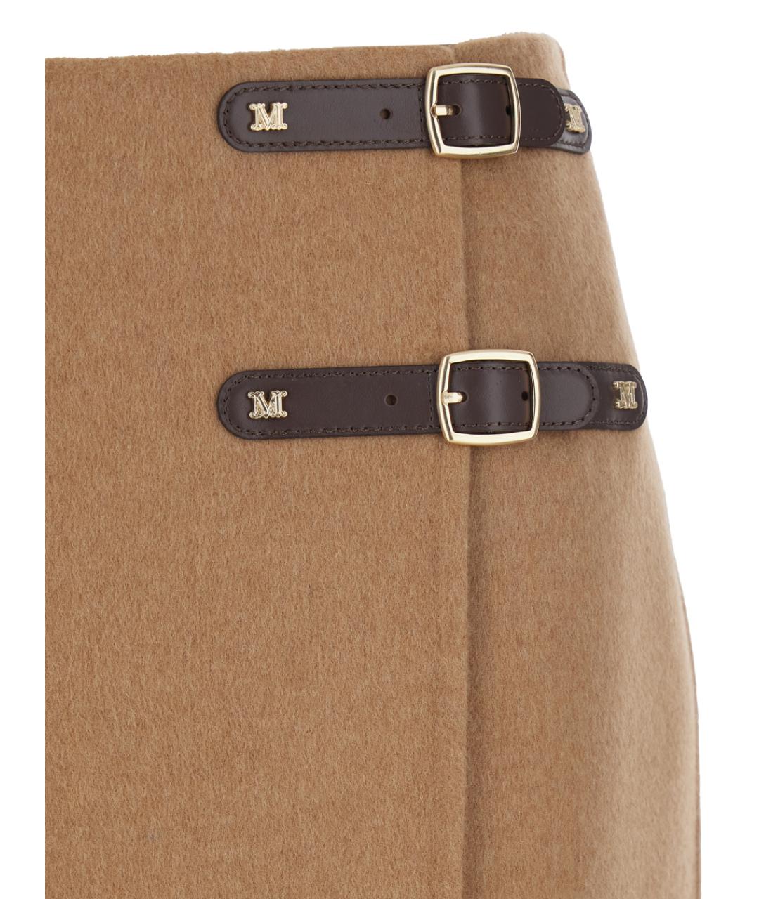 MAX MARA Бежевая шерстяная юбка миди, фото 3
