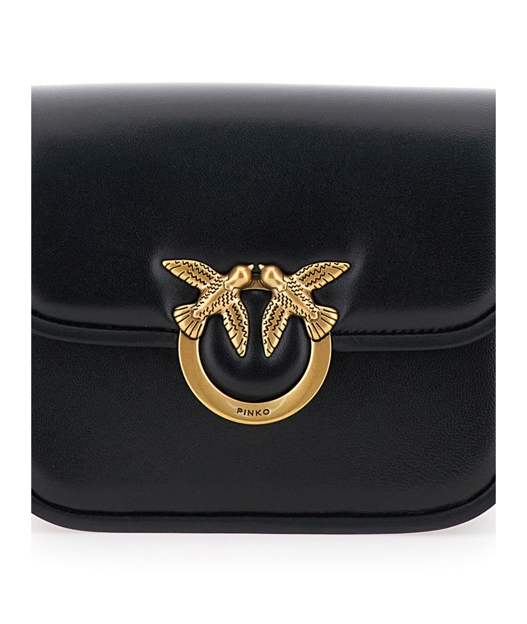 PINKO Черная кожаная сумка через плечо, фото 3
