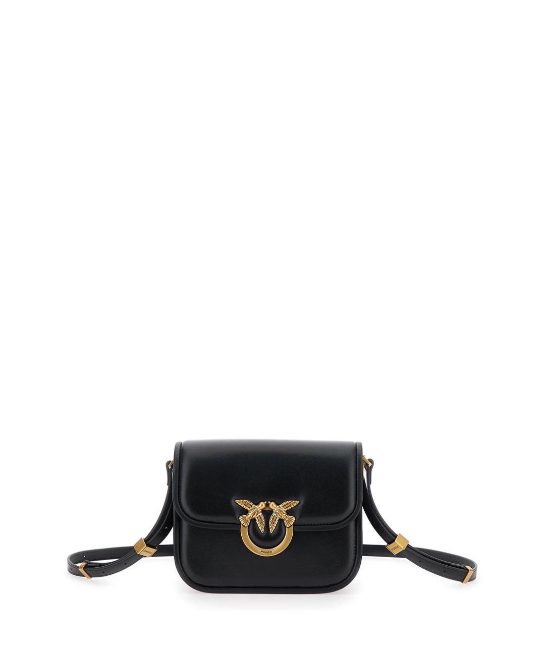 PINKO Черная кожаная сумка через плечо, фото 1