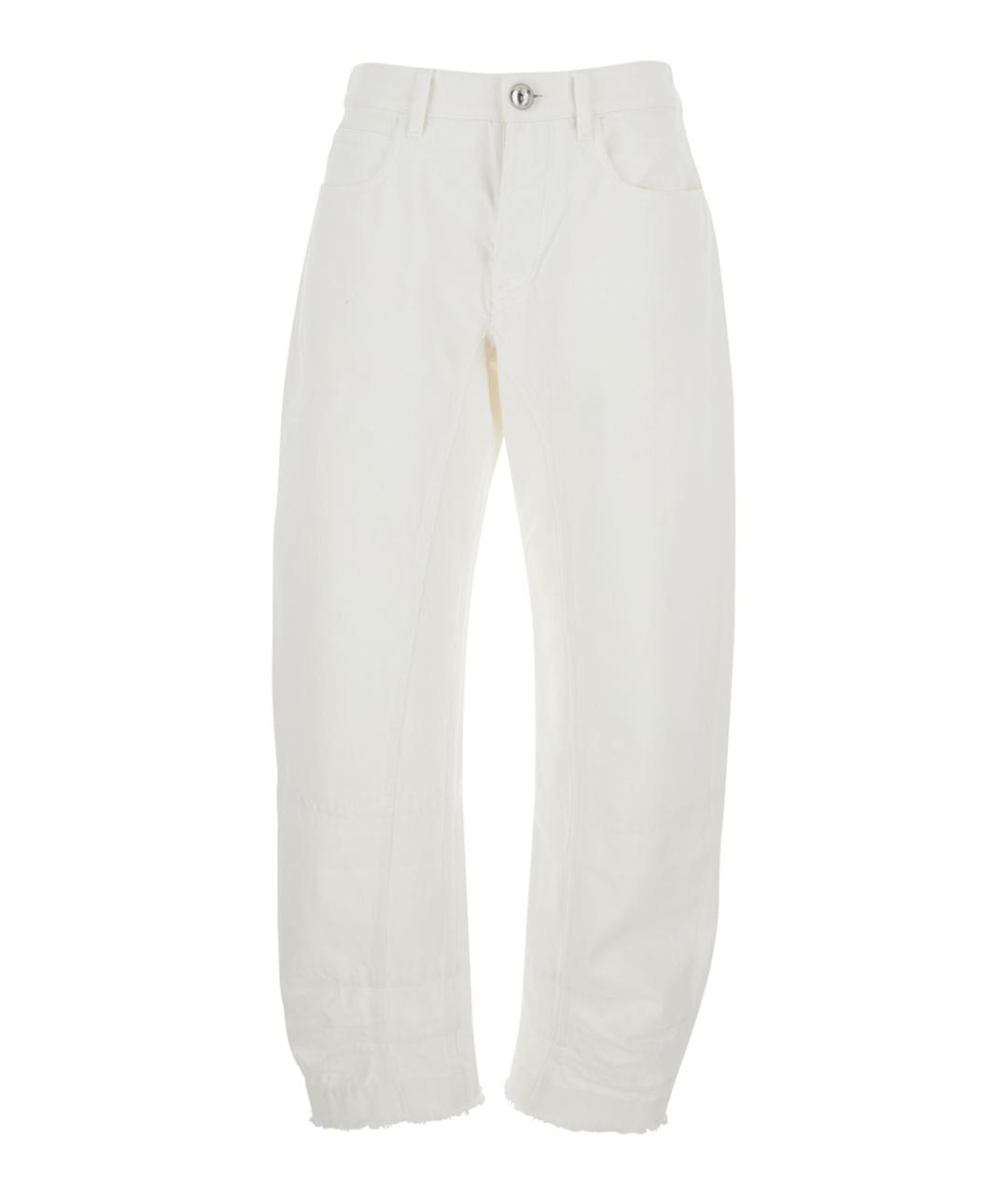 JIL SANDER Белые хлопковые прямые джинсы, фото 1