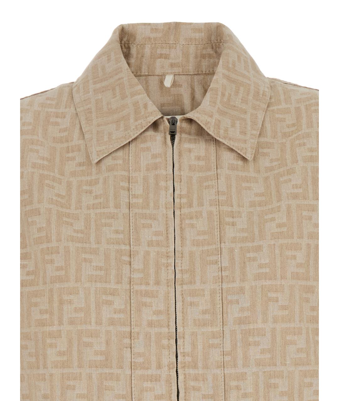 FENDI Бежевая хлопковая рубашка, фото 3