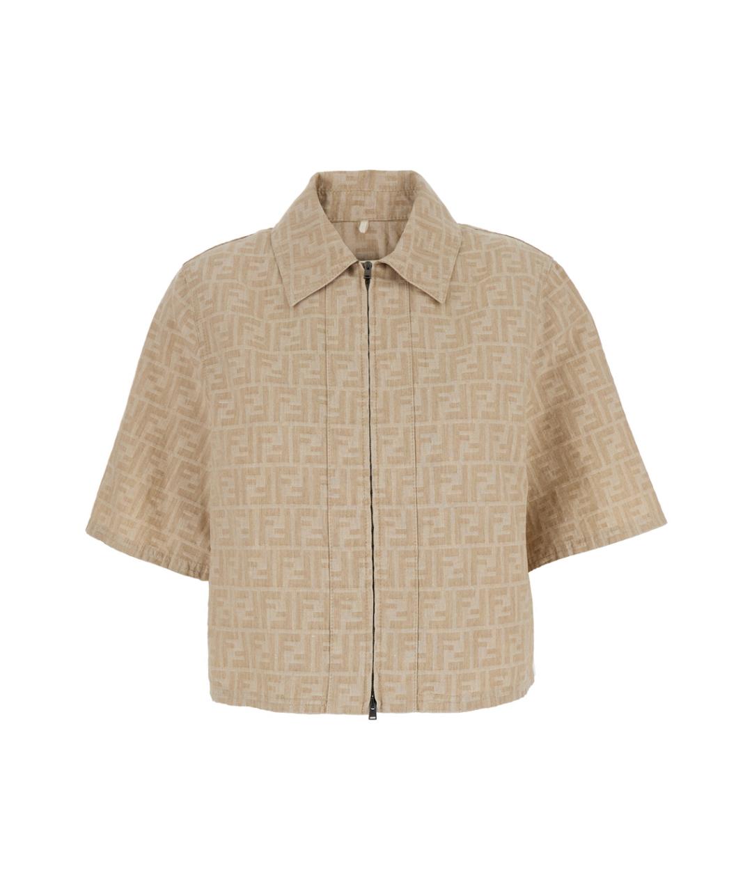 FENDI Бежевая хлопковая рубашка, фото 1