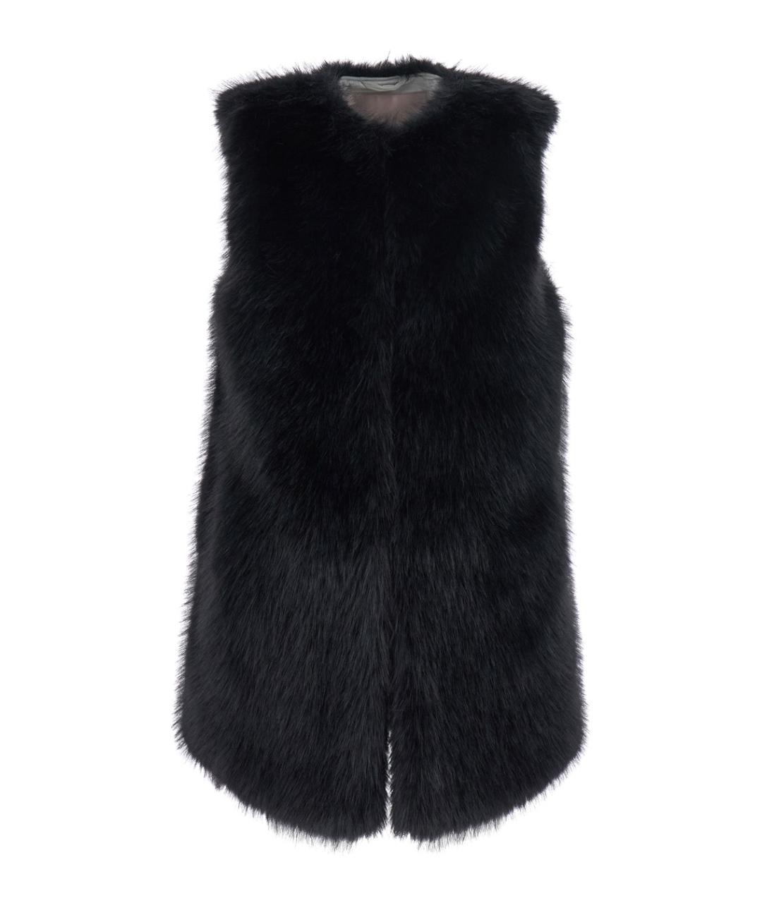 HERNO Черный меховой жилет, фото 1