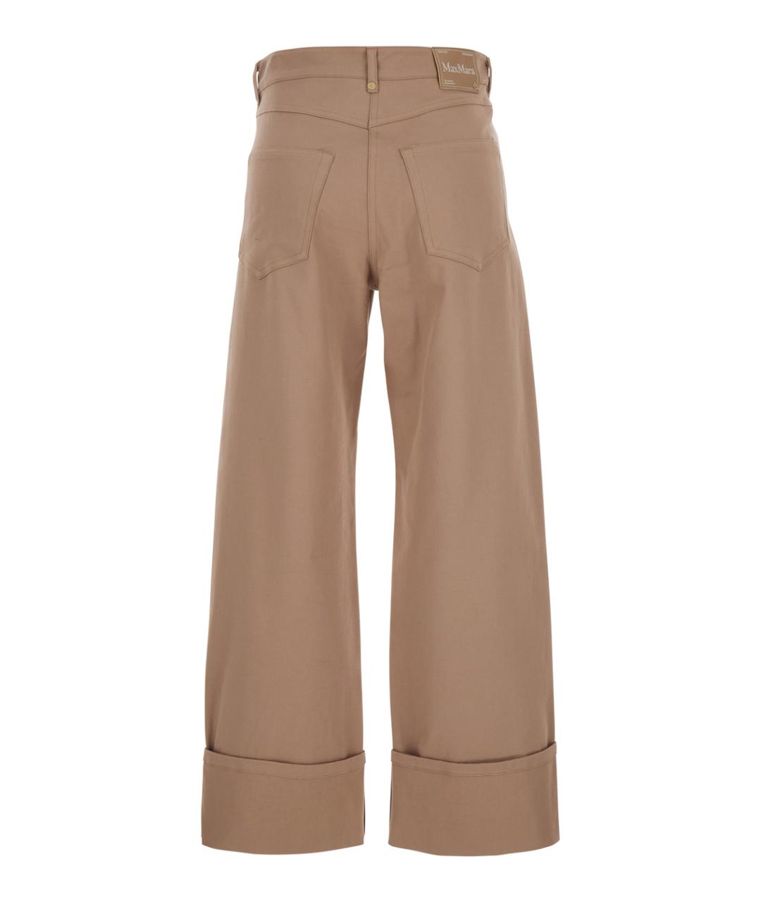 'S MAX MARA Бежевые хлопковые брюки широкие, фото 2