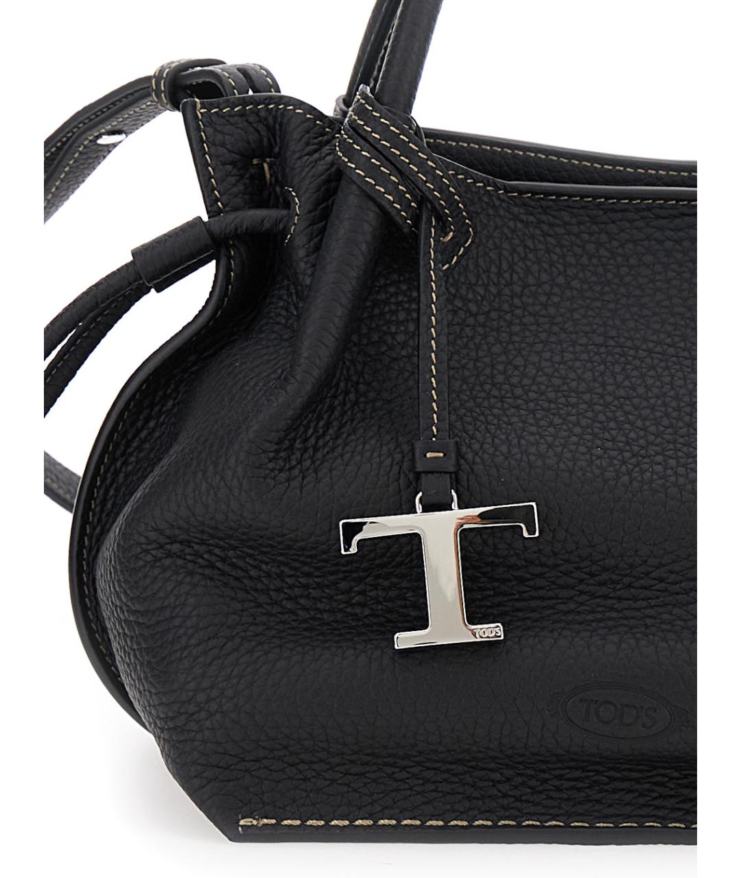 TOD'S Черная кожаная сумка с короткими ручками, фото 3