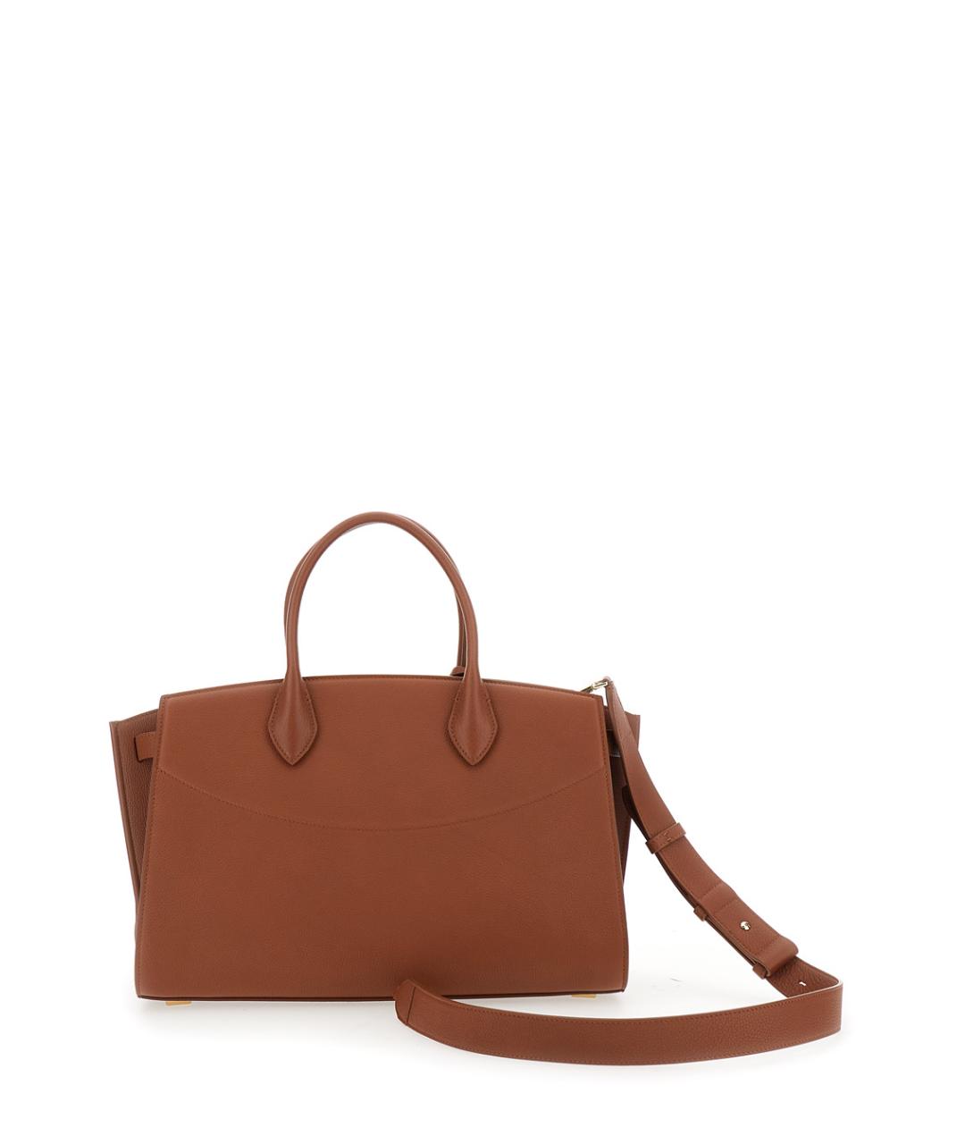 FERRAGAMO Коричневая кожаная сумка с короткими ручками, фото 2